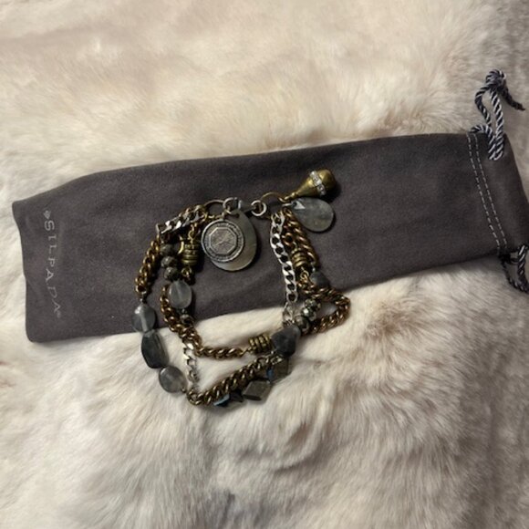 Silpada Two-Tone Metal & Stone Chain Bracelet - Picture 2 of 5